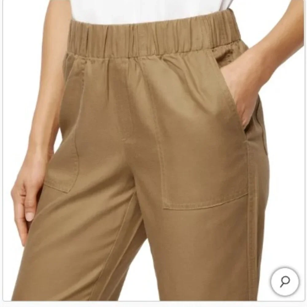 Banana Republic Lyocell/Linen Women's Tapered Crop Pull-On Pant Tan Color Size L